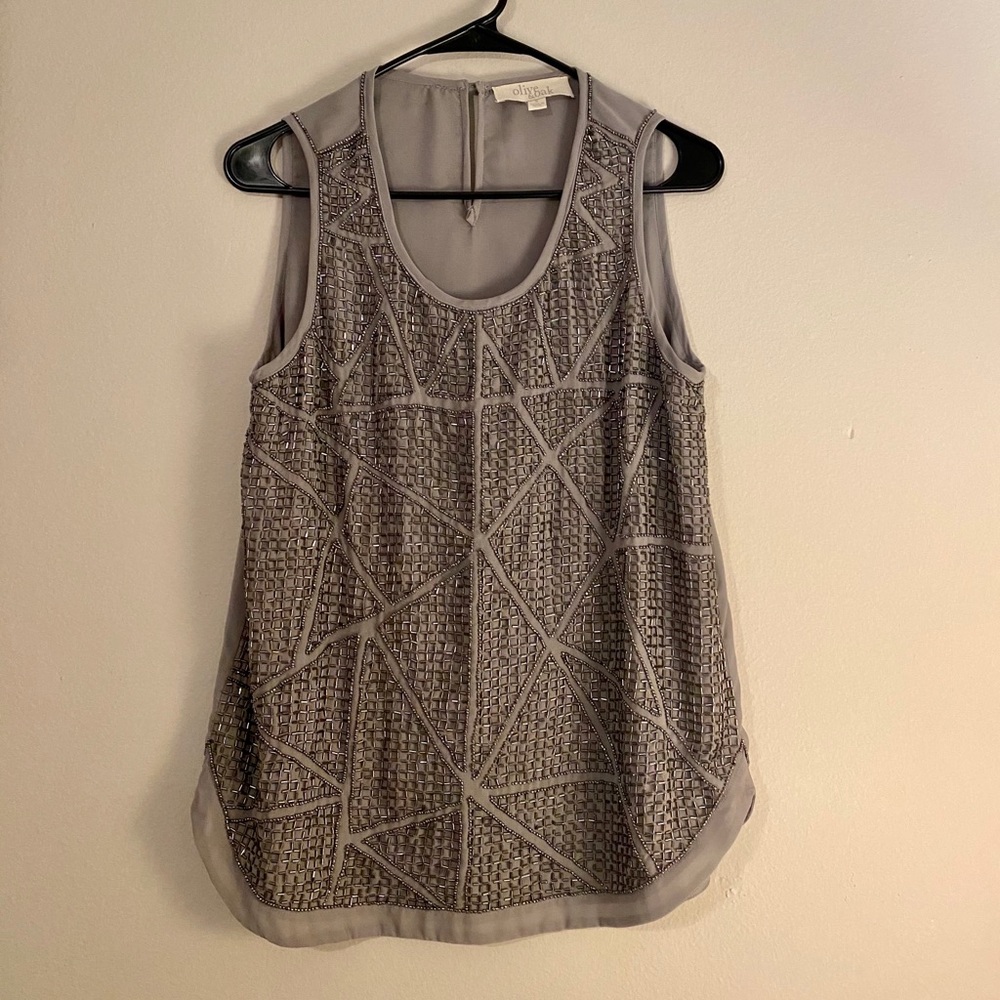 Beaded/embroidered Olive & Oak top- Anthropologie